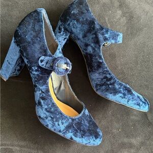 Elegant Blue Velvet Women's Shoes